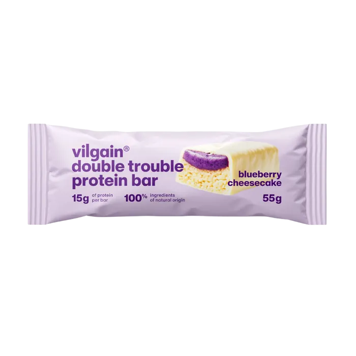 Vilgain Double Trouble Protein Bar Borůvkový cheesecake 55g